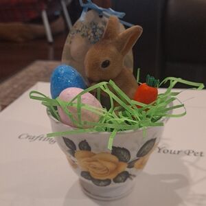 Floral Cup with Easter Bunny and Eggs